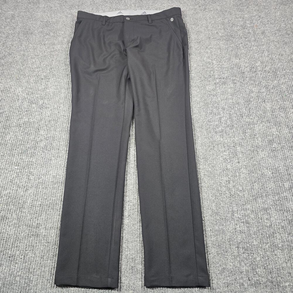 Adidas Pants Mens 34x32 Black Dress Microfiber Stretch Golf Performance Logo
